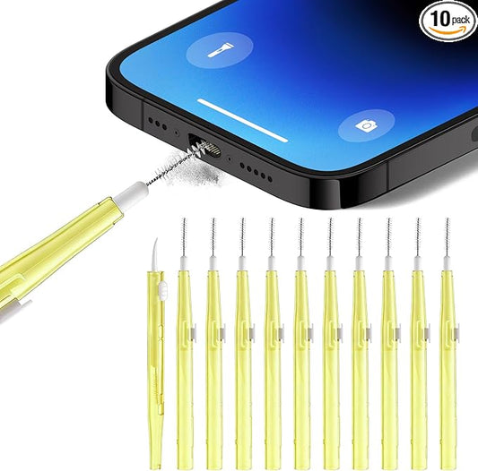 10 Pcs Cell Phone Cleaning Kit,Charging Port Cleaner,Dual Sided Anti Clogging Nylon Brushes,Suitable for Clean Phone Charging Port,Phone Speaker, AirPods,Tablet Camera,Other Electronics