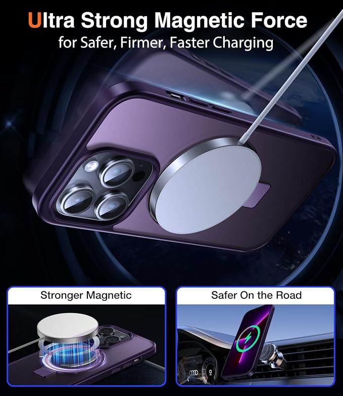 Chicfun 3-in-1 [Magnetic+Kickstand+Ring Holder] for iPhone 14 Pro Max Case Stand Ring Holder Compatible with MagSafe, Military Shockproof Protective iPhone 14 Pro Max Phone Case Kickstand Cover