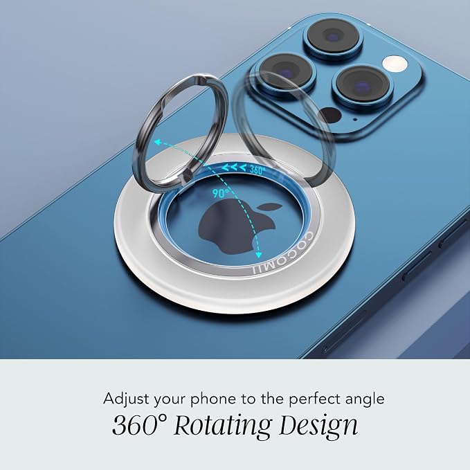 COCOMII Magnetic Phone Ring Holder for MagSafe, 360° Rotation Finger Grip Stand, Matte White
