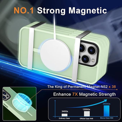 MOCCA Strong Magnetic for iPhone 15 Pro Max Case, [Compatible with Magsafe][13FT Military Drop Protection] Slim Translucent Matte Shockproof Case for iPhone 15 ProMax Case 6.7'' - Light Green