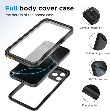 Lanenas for iPhone 16 Pro Max Case Waterproof Case with Built-in Screen Protector, Full Body Dustproof Shockproof Heavy Duty Tough Rugged Phone Protective Cover for iPhone 116 Pro Max 6.9inch Black