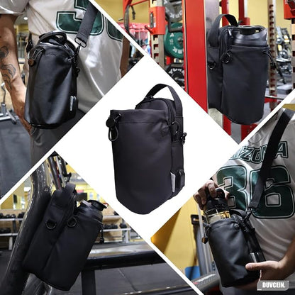 Magnetic Gym Sling Bag for Men & Women | Waterproof Travel Bag with Bottle Holder, USB Port, Adjustable Strap & Phone Pocket (MAX 50oz / 1.5L Bottle)