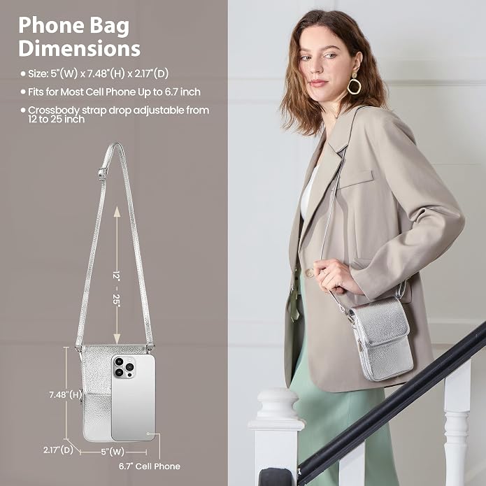 befen Genuine Leather Small Crossbody Bags for Women, Cell Phone Cross body Purse Bag with RFID Blocking Card Slots