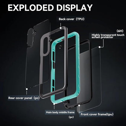 Omio for Galaxy A16 5G Waterproof Case, Full Body IP68 Underwater Clear Protective Case Built-in Screen Protector Heavy Duty Shockproof Case for Men Women, Teal
