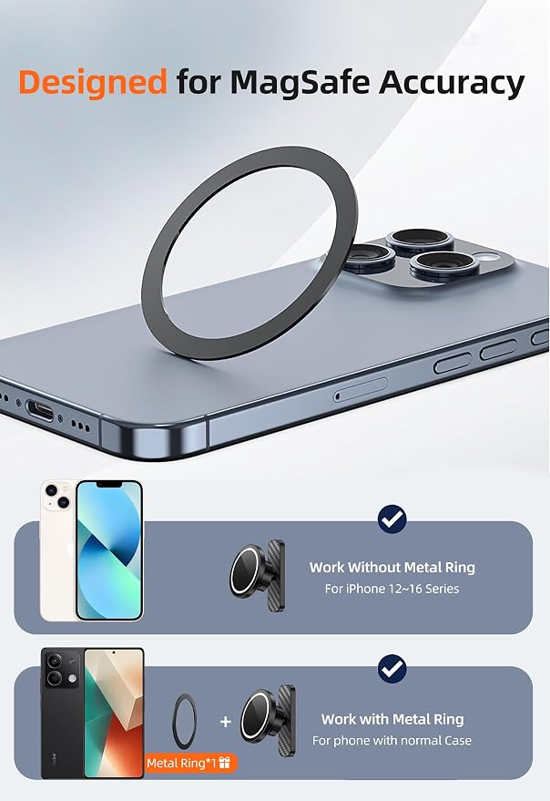 Dual Magnetic Phone Holder for Gym – 360° Rotating Gym Phone Mount Holder for MagSafe, Strong Magnets Cell Phone Holder Compatible with iPhone 16/15/14/13/12 Series Hands-Free Videos(921001)