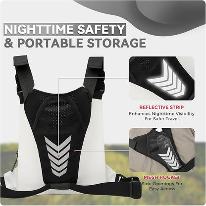 Criuage Outdoor Chest Bag for Men, Lightweight Running Vest with Water Bottle Pocket, EDC Chest Pack for Hiking, Cycling