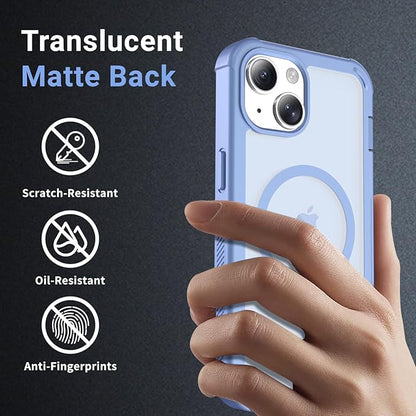 jaroco Magnetic for iPhone 14 Case, [Compatible with MagSafe][Military Grade Drop Protection][Heavy Duty Protection][Non-Slip][Shockproof] 2-Layer Durable Bumper Phone Case 6.1''-Blue Purple