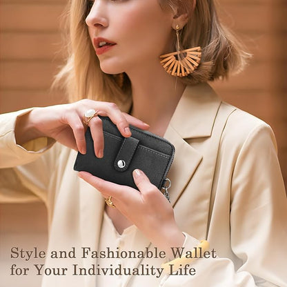 Diaclara Clip and Go Leather Phone Strap with Zipper Pouch- Stylish Crossbody Adjustable Lanyard with Wallet for All Phones, Black