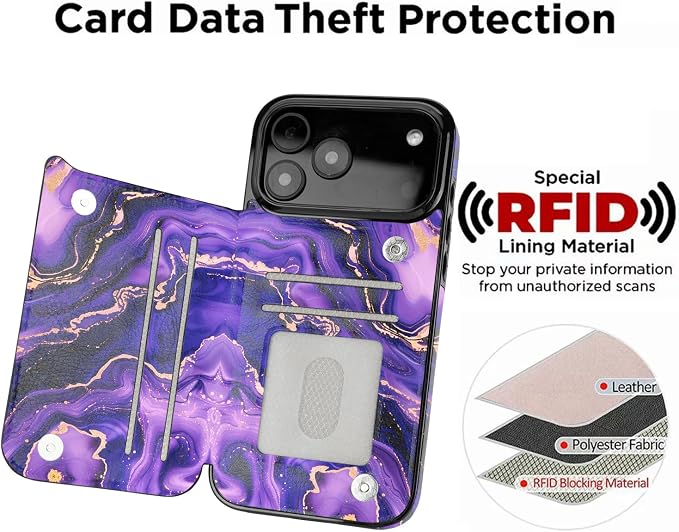 uCOLOR for iPhone 17 Pro Max Wallet Case with Card Holder PU Leather RFID Blocking Design iPhone 17 Pro Max flip case for Women Men Magnetic Clasp Kickstand Design 6.9 inch (Amethyst Dreams)
