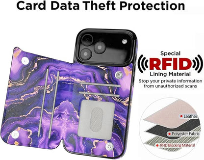 uCOLOR for iPhone 17 Pro Max Wallet Case with Card Holder PU Leather RFID Blocking Design iPhone 17 Pro Max flip case for Women Men Magnetic Clasp Kickstand Design 6.9 inch (Amethyst Dreams)
