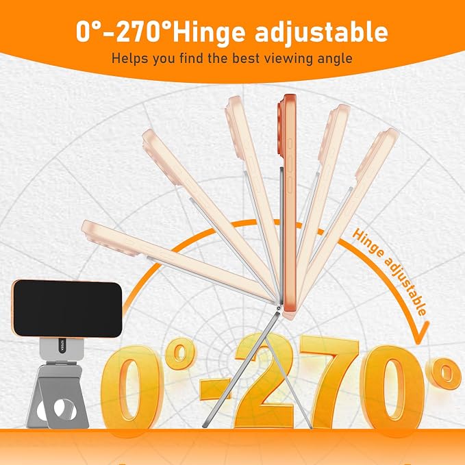 Magnetic Tripod for iPhone, Aluminium Phone Tripod Stand Compatible with Magsafe iPhone 17/16/15/14/13/12 Series, Foldable Strong Magnetic Phone Stand & Travel Essentials Accessories