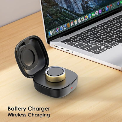 600mAh Wireless Charging Case Compatible with Oura Ring Gen4 Charger Portable Travel Charging Box for Smart Ring, Fast Charging Dock with USB-C Cable (Black, Size 12)