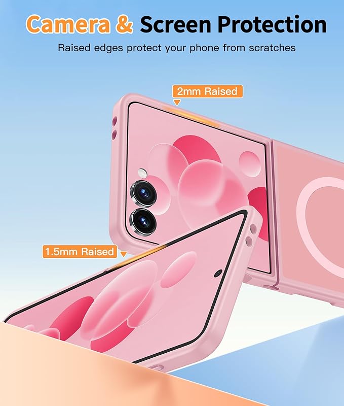 FNTCASE for Samsung-Galaxy Z-Flip-7 Magnetic Case:Translucent Matte Textured Military Grade Drop Protection Phone Cover - Durable Rugged Shockproof Protective Bumper Cases