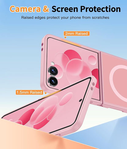 FNTCASE for Samsung-Galaxy Z-Flip-7 Magnetic Case:Translucent Matte Textured Military Grade Drop Protection Phone Cover - Durable Rugged Shockproof Protective Bumper Cases