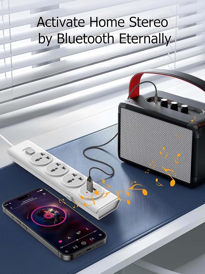 Bluetooth 5.4 Car Aux Adapter, Handsfree Calls, Wireless Music Streaming for Car Home Stereo Speakers Audio System
