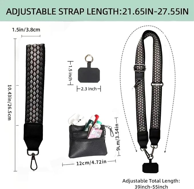 Crossbody Body Phone Holder for Women, New Phone Strap with Zippered Pouch, Adjustable Crossbody Strap