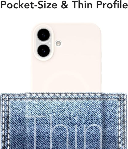 for iPhone 16 Plus Case Silicone Compatible with Magsafe Case, Ultra Slim Thin Magnetic Phone Cases Mag Safe, Cute Soft Rubber Gel TPU Matte Wireless Charging Cover for Women, Beige Stone Cream