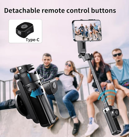 Magnetic Phone Tripod Stand, Portable Mini Selfie Stick for iPhone 16/15/14/13/12 & MagSafe, Aluminum Angle-Adjustable Foldable Strong Magnet Phone Holder, Travel Essentials, Included Metal Ring