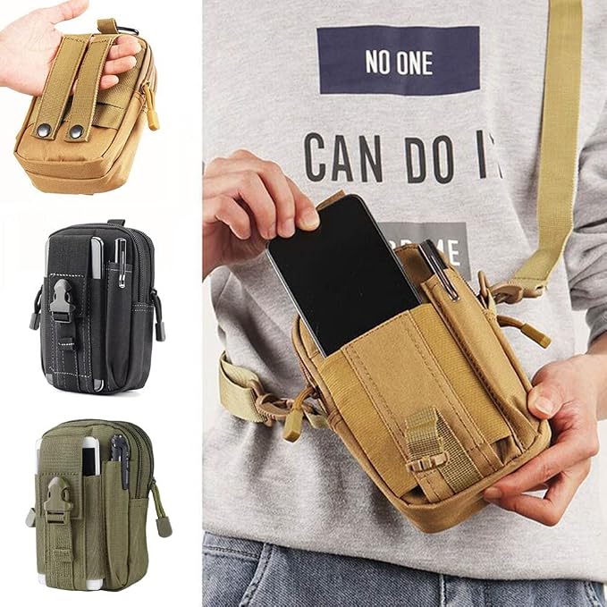 Tactical Phone Pouch, Cell Phone Holster Pouch, Multipurpose EDC Belt Bag, Belt Purse with Cell Phone Holster Holder for Workout Hiking Camping Outdoor Tear