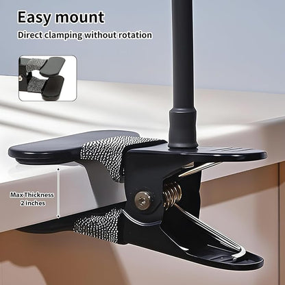 Gooseneck Bed Phone Holder, Flexible Long Arm Clip On Phone Holder for Bed, Desk, Headboard, Bedside, 360 Adjustable Cell Phone Clamp Mount Stand, All 4-7" Cellphone