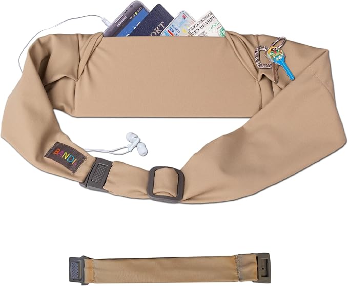 BANDI Plus Size Fanny Pack for Women - Travel-Ready Pocket Belt with Secure Hidden Money & Running Belt for Phone, Passport, Keys, & Medical Devices, Adjustable Fit, Comfortable (Taupe)