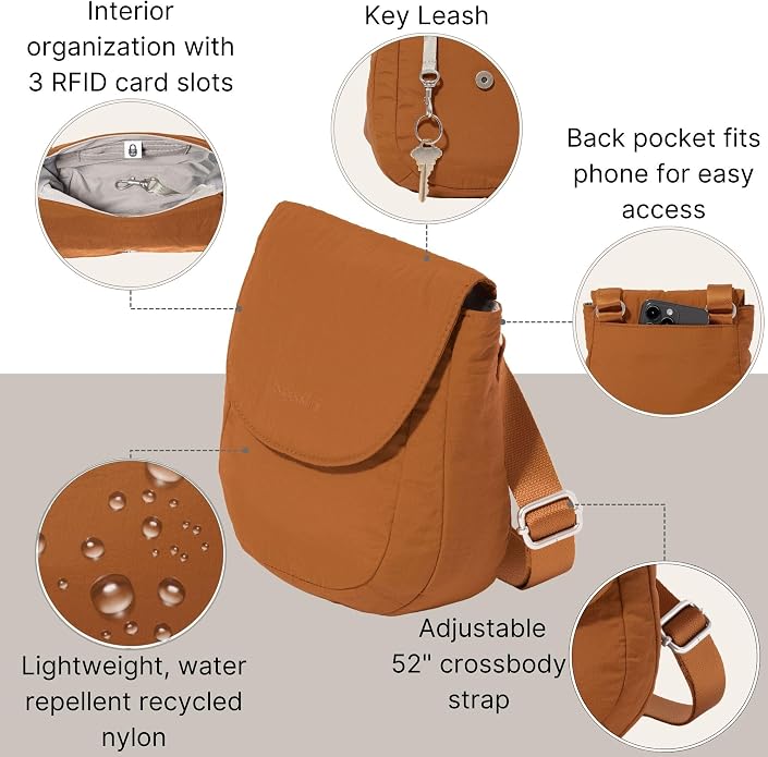 Baggallini Swift Flap Mini Crossbody - 6.3"x7" Lightweight Small Travel Purse with Crossbody Strap and RFID