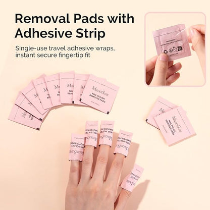 MelodySusie Nail Polish Remover Pads, 200 PCS Acetone Large Size Individually Wrapped Wet Wipes Rapid Gel Polish Removal Portable Travel Kit for Home Professional Use