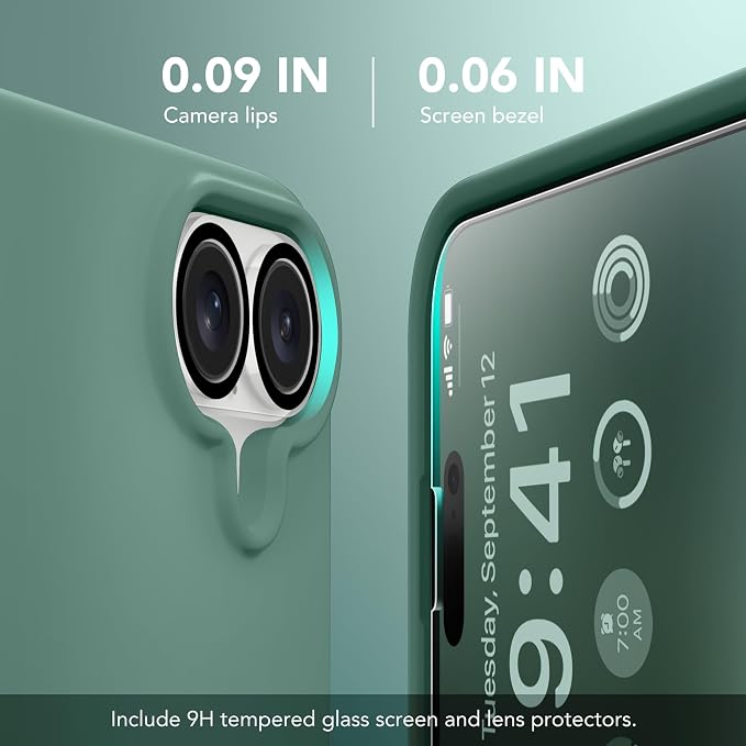 GONEZ Magnetic for iPhone 17 Case, Compatible with MagSafe, [Screen Protector + Camera Lens Protector], Liquid Silicone Anti-Scratch Shockproof Protective Phone Case 6.3 inch, Midnight Green