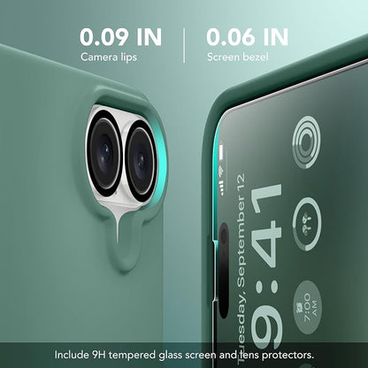 GONEZ Magnetic for iPhone 17 Case, Compatible with MagSafe, [Screen Protector + Camera Lens Protector], Liquid Silicone Anti-Scratch Shockproof Protective Phone Case 6.3 inch, Midnight Green