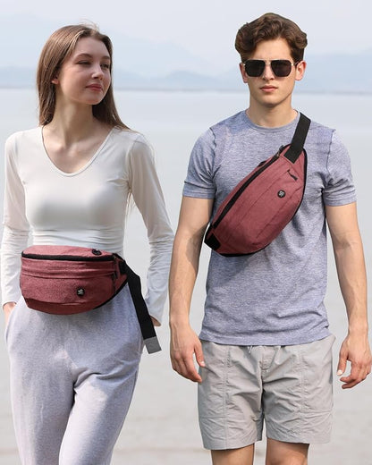 WATERFLY Running Belt Fanny Pack: Runner Marathon Jogging Waist Pack Sport Workout Exercise Fitness Phone Holder Belt for Men Women Jogger Slim Waistband Black