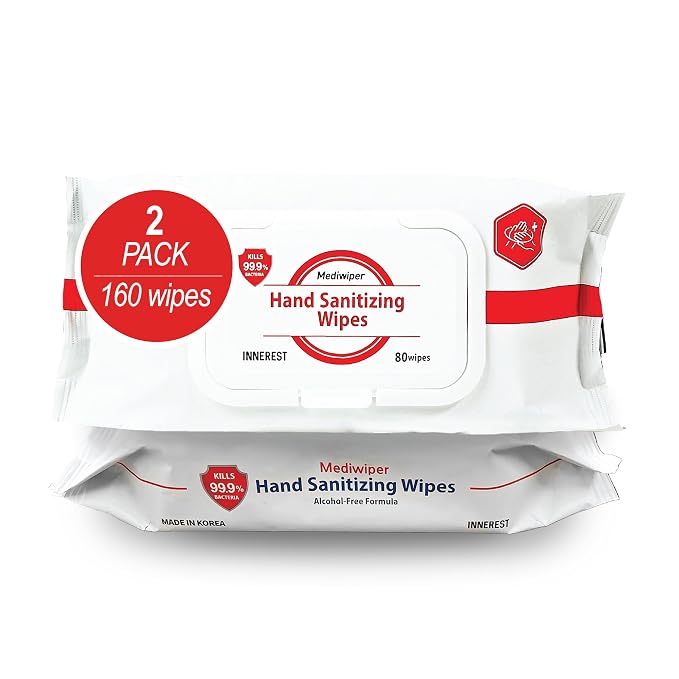 Mediwiper - 160 Wipes (80 * 2PK) Alcohol-Free Sanitizing Wipes Disinfecting Large Unscented Wet Wipes Bulk, Hand Sanitizer