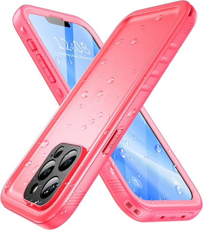 SPORTLINK Compatible with iPhone 13 Pro Max Waterproof Case - Built in Screen Protector Full Body Shockproof Dustproof IP68 Waterproof Case for iPhone 13 Pro Max 6.7 Inch Pink