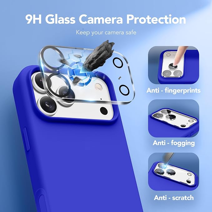 GONEZ Magnetic for iPhone 17 Pro Max Case, Compatible with MagSafe, [Screen Protector + Camera Lens Protector], Liquid Silicone Anti-Scratch Shockproof Protective Phone Case 6.9 inch, Cobalt Blue