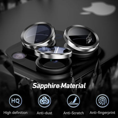 Jeluse Camera Lens Protector for iPhone 17 Pro Max/17 Pro/16 Pro Max/16 Pro/15 Pro Max/15 Pro/14 Pro Max/14 Pro, 9H Tempered Glass Screen Protector Cover Alignment Kit Metal Individual Ring