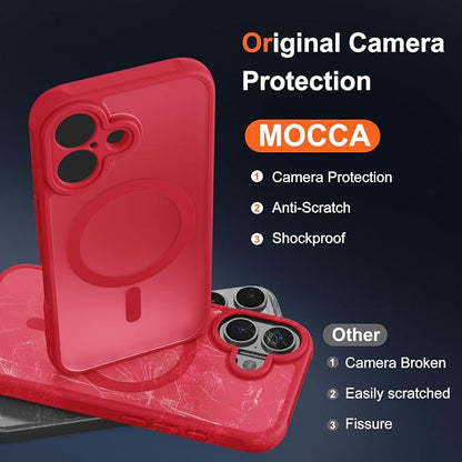 MOCCA Magnetic for iPhone 17 Case, (Compatible with Magsafe) (16FT Military Grade Protection) Full Camera Protection Anti-Fingerprint Slim Translucent Matte Phone Cover 6.3",Red