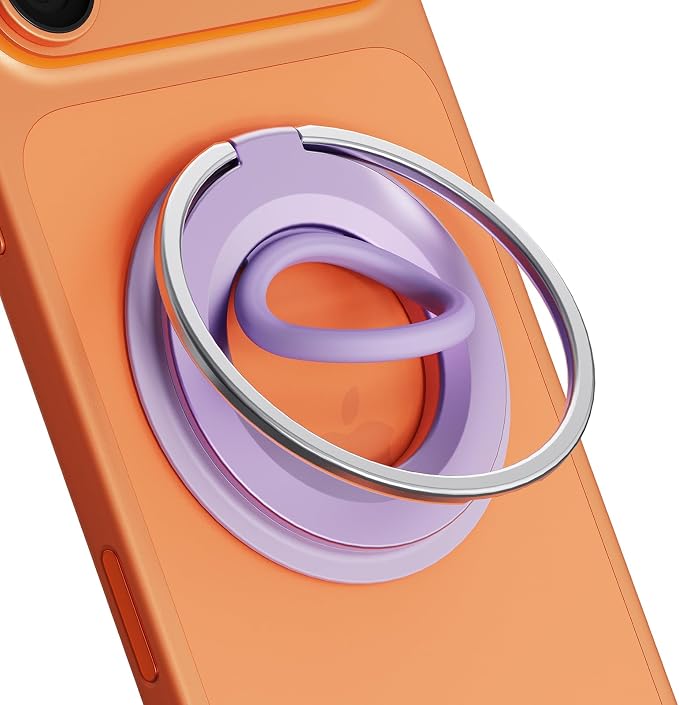 Magnetic Phone Grip Ring Holder, 360° Rotation Silicone Phone Ring Grip,Metal Finger Kickstand Compatible with Magnetic Accessories for iPhone 17/16/15/14 Air Pro Max