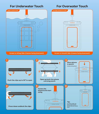 TORRAS IPX8 Waterproof Phone Pouch Floating, Underwater Screen Touchable, Water Proof Case with Lanyard for iPhone 17 Pro Max 16 S26, Cellphone Dry Bag Cruise Essentials 7.0 inch, White