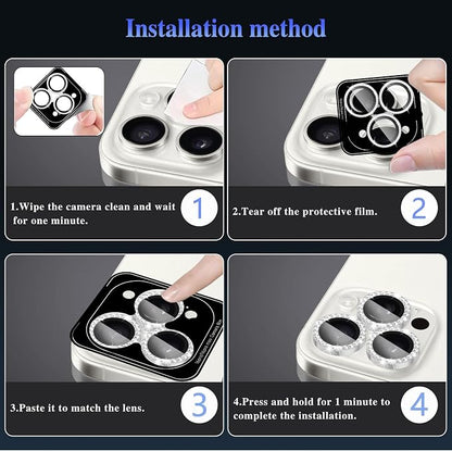 ShinKin Camera Lens Protector for iPhone 16 Pro/iPhone 16 Pro Max, Glitter Camera Cover, 9H Tempered Glass Individual Metal Ring Camera Protector for iPhone 16 Pro/16 Pro Max (Diamond - Silver)