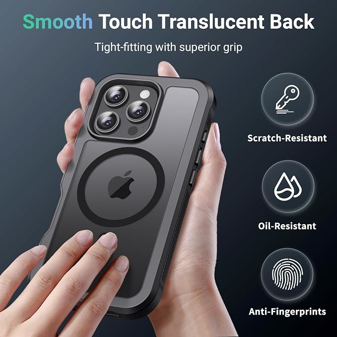 jaroco Magnetic for iPhone 16 Pro Case, [Compatible with MagSafe][Military Grade Drop Protection][Heavy Duty Protection][Non-Slip][Shockproof] 2-Layer Durable Bumper Phone Case 6.3''-Black