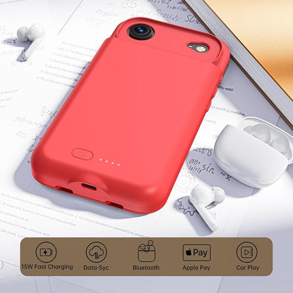 GIN FOXI Battery Case for iPhone 17 AIR, Charging Case Charger 8500mAh Ultra-Slim Lightweight Powerful Battery Pack 15W Fast Rechargeable Anti-Fall TPU Juice Box for 17 AIR (6.5") Red