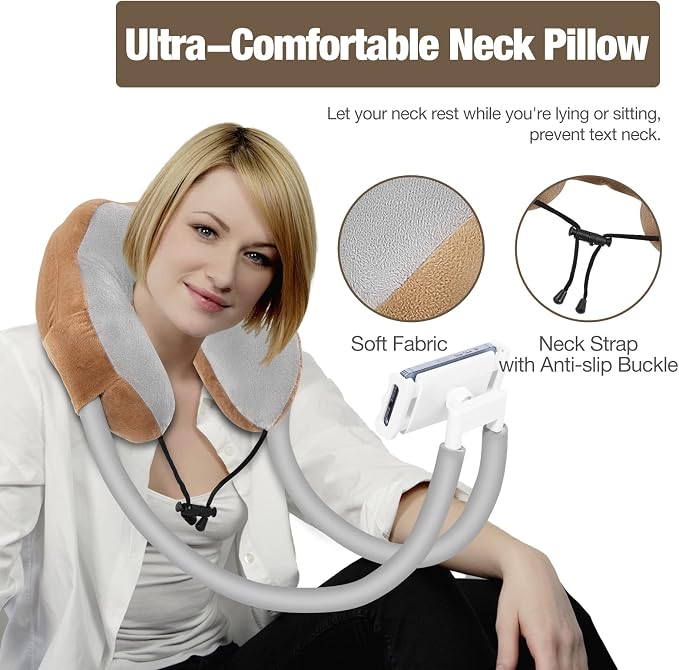 MoKo Neck Phone Holder, Lazy Gooseneck Phone Pillow Holder Bracket, 360° Rotate Phone Tablet Stand for 4"-11" Device, fits iPhone 17/17 Air/17 Pro/17 Pro Max, iPhone 16/Pro/Pro Max/Plus, iPhone 15/Pro