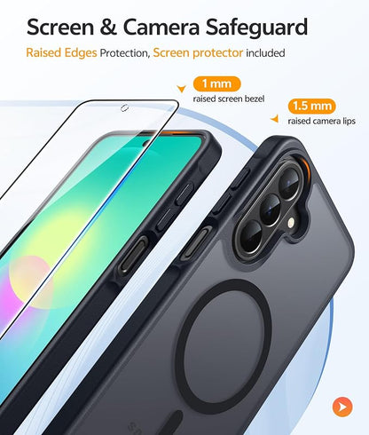 FNTCASE for Galaxy A27 5G Phone Case, Fit for Magsafe, Screen Protector | Translucent Matte, 14FT Military Grade Drop Protection, Slim Shockproof Protective, for Samsung A 27 4G Cover, Black