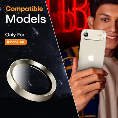 Camera Lens Protector for iPhone Air, Sapphire Glass Metal Individual Camera Cover Screen, Anti-drop, Case Friendly- Light Gold