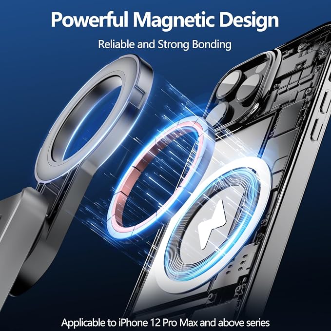 Magnetic Mini Phone Selfie Stick, Mag-Safe 4 in 1 Small Portable Pocket Tripod for iPhone/Android, with Removable Phone Clip, Remote & 2 Fill Light for Photograph/Live Streaming/Video Recording