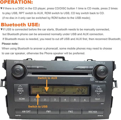 Bluetooth Car Kit, Car Audio USB AUX Input Adapter Built-in Bluetooth 5.0 for Toyota Camry Tacoma Corolla Tundra 4runner RAV4