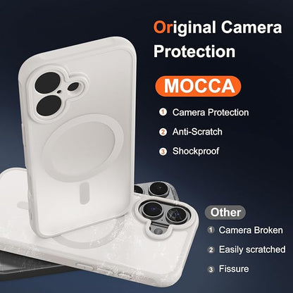 MOCCA Magnetic for iPhone 17 Case, (Compatible with Magsafe) (16FT Military Grade Protection) Full Camera Protection Anti-Fingerprint Slim Translucent Matte Phone Cover 6.3",Stone