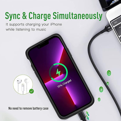 Battery Case for iPhone 13 Pro, 10000mAh Enhanced Portable Protective Smart Qi Wireless Charger Case Battery Pack with CarPlay Wireless Charging Compatible for iPhone 13 Pro (6.1 inch) - Black