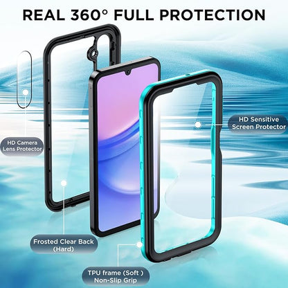 for Samsung Galaxy A15 5G Case Waterproof, [IP68 Underwater][Dropproof][Dustproof][Real 360] [Non-Slip] Heavy Duty Tough Rugged Shockproof Protective Phone Case for Galaxy A15 5G 6.5",Teal