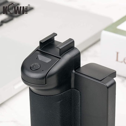 KIWIFOTOS Phone Camera Grip Handle Holder Phone Tripod Mount with Remote Shutter & Cold Shoe Adapter for iPhone 17 16 15 14 Pro Max Samsung Smartphone Selfie Vlog Video Shooting