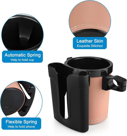 Accmor 3-in-1 Bike Cup Holder with Cell Phone Keys Holder, Bike Water Bottle Holders, Universal Bar Drink Cup Can Holder for Bicycles, Motorcycles, Scooters, Black Beige